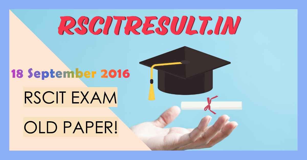 RSCIT Exam Paper 18 September 2016 Solved English and Hindi